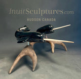9” Narwhals Mother & Calf by Isaaci Oqutaq *Together Forever*