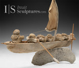 RESERVED 24" Masterpiece Whale Bone Umiak (Boat) by Bob Kussy & Goota Ashoona *AHOY!*