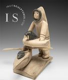 VINTAGE 10" Eskimo and Kayak by Romeo Eekerkik (circa 1981) *New Mukluks for Mama*
