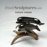 9” Narwhals Mother & Calf by Isaaci Oqutaq *Together Forever*