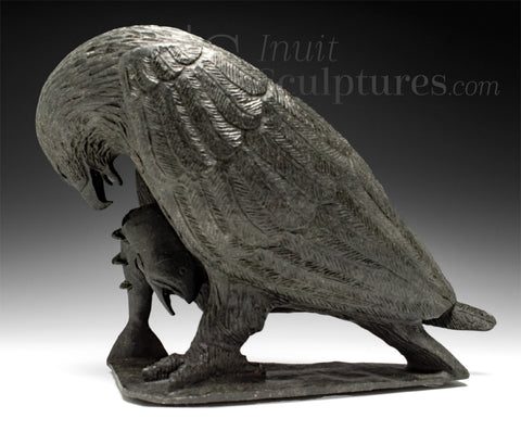 VINTAGE 14" Hawk with Fish by Naujaat