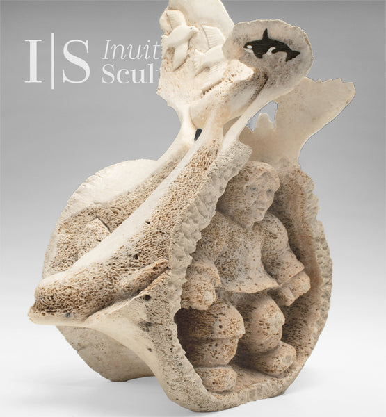 14" Bowhead Whalebone Collage by Jamesie Alivaktuk *Sheltered*