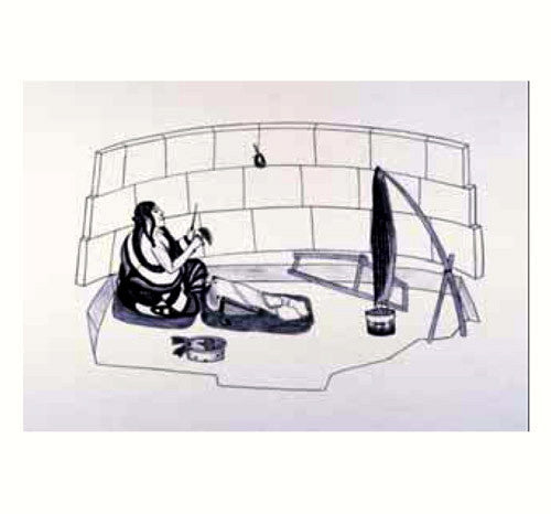 1985 AT THE WINDBREAK by Kananginak Pootoogook