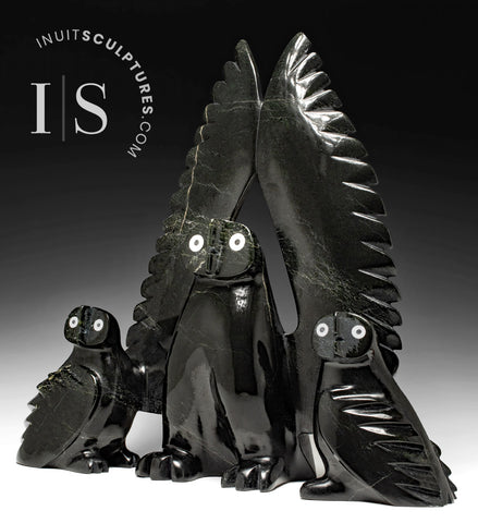 21" Owl Family by Adamie Qaumagiaq *Hands Up!*