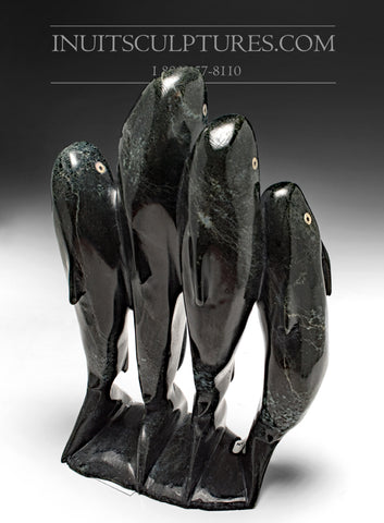 13" School of Char Fish with Inlaid Eyes by Kakee Ningeosiak