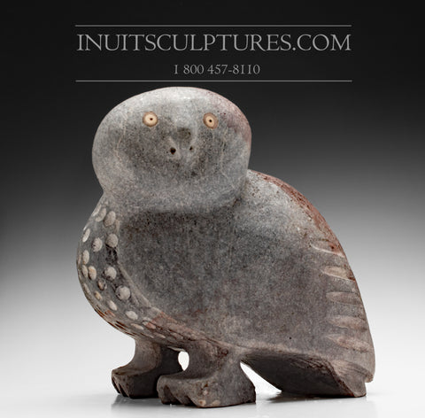 14" - 50 Lbs Large Purple Toned Owl by Kupapik Ningeocheak
