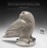 9" Grey Slate Owl by Famous Manasie Akpaliapik