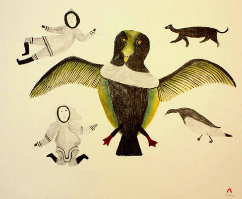 1991 NEW BIRD IN CAMP by Tikitu Qinnuayuak