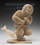 15" Masterpiece Whale Bone Fisherman by world famous Goota Ashoona